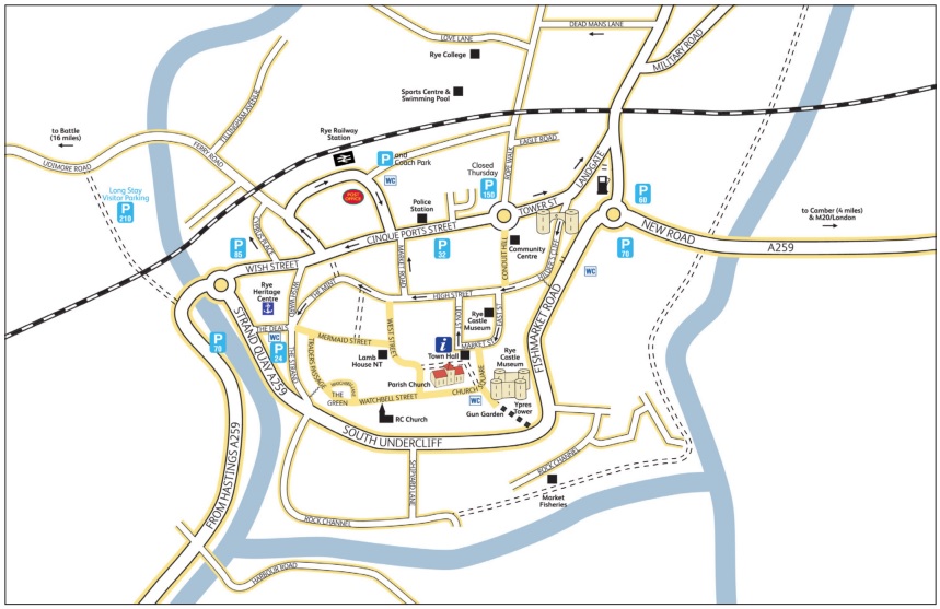 Rye Town Map Visit Rye Bay in Sussex the home of Mapp and Lucia