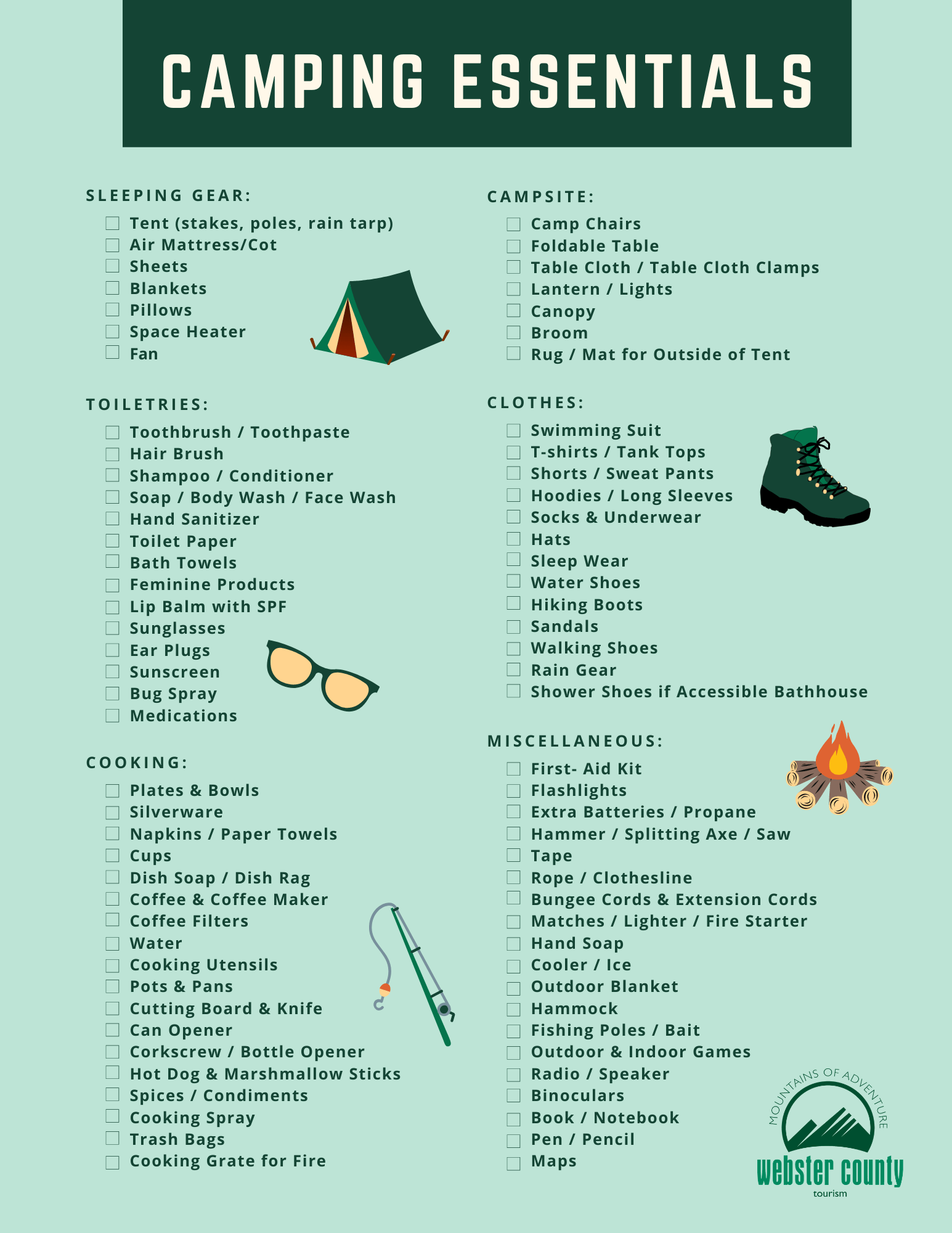 Your Ultimate Camping Checklist ster County Tourism
