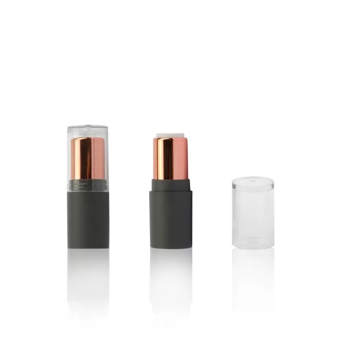 Round Black Lipstick Tube with Metal Gold Silver Clear Top Lip Balm