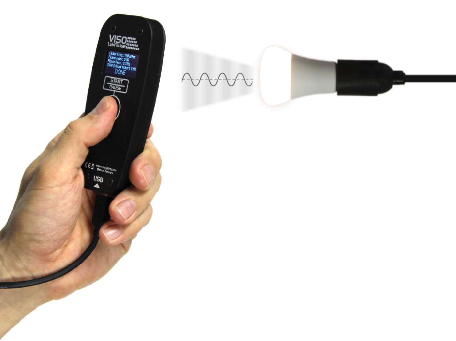 Flicker tester from Viso Systems LabFlicker PstLM, Flicker etc.