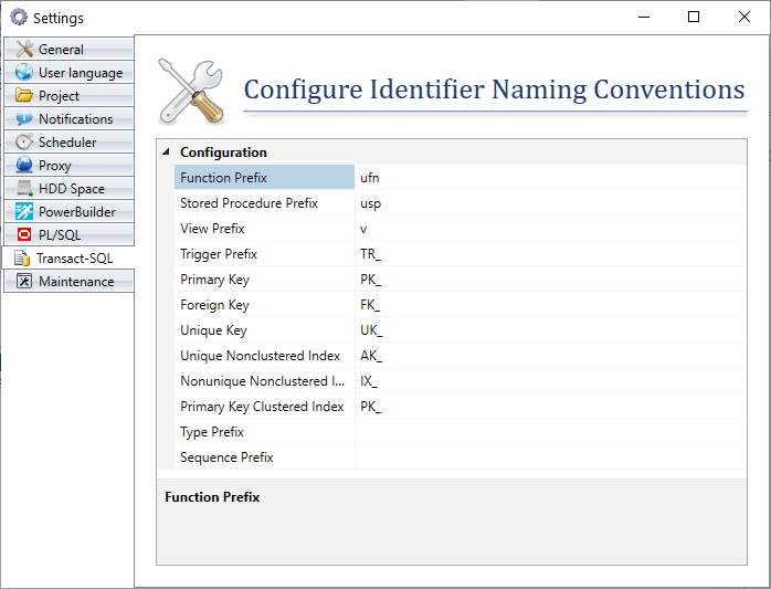 Check SQL Server TransactSQL (TSQL) Naming Conventions