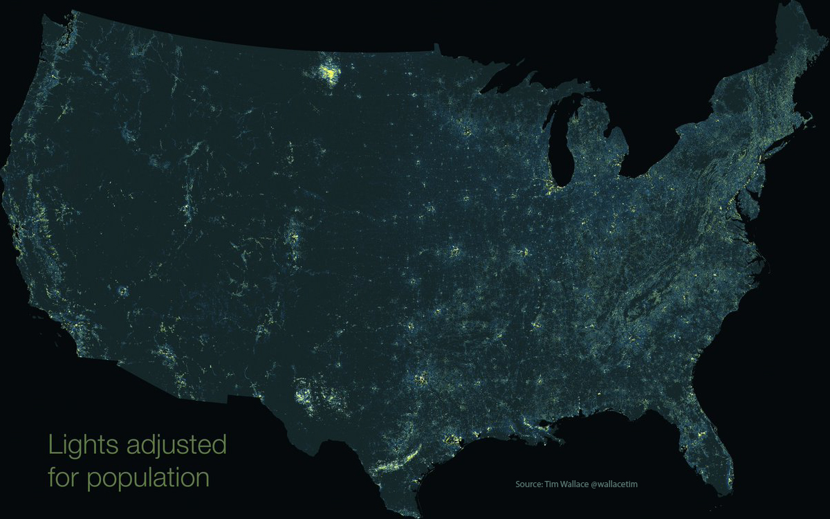 Light Pollution Map Usa Invisible Stars Mapping America's Rural Light Pollution