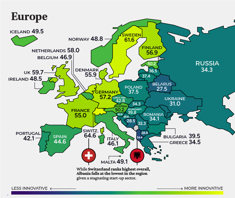 12 Years of the World's Top 10 Most Innovative Countries The News Intel