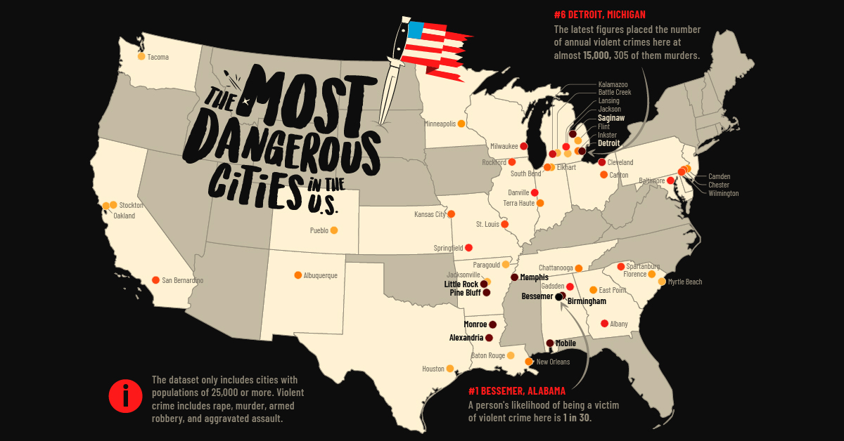 Mapped The Most Dangerous Cities in the U.S.