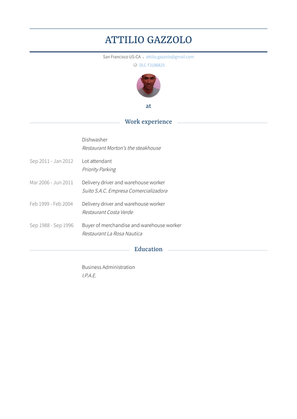 Dishwasher Resume Samples and Templates VisualCV