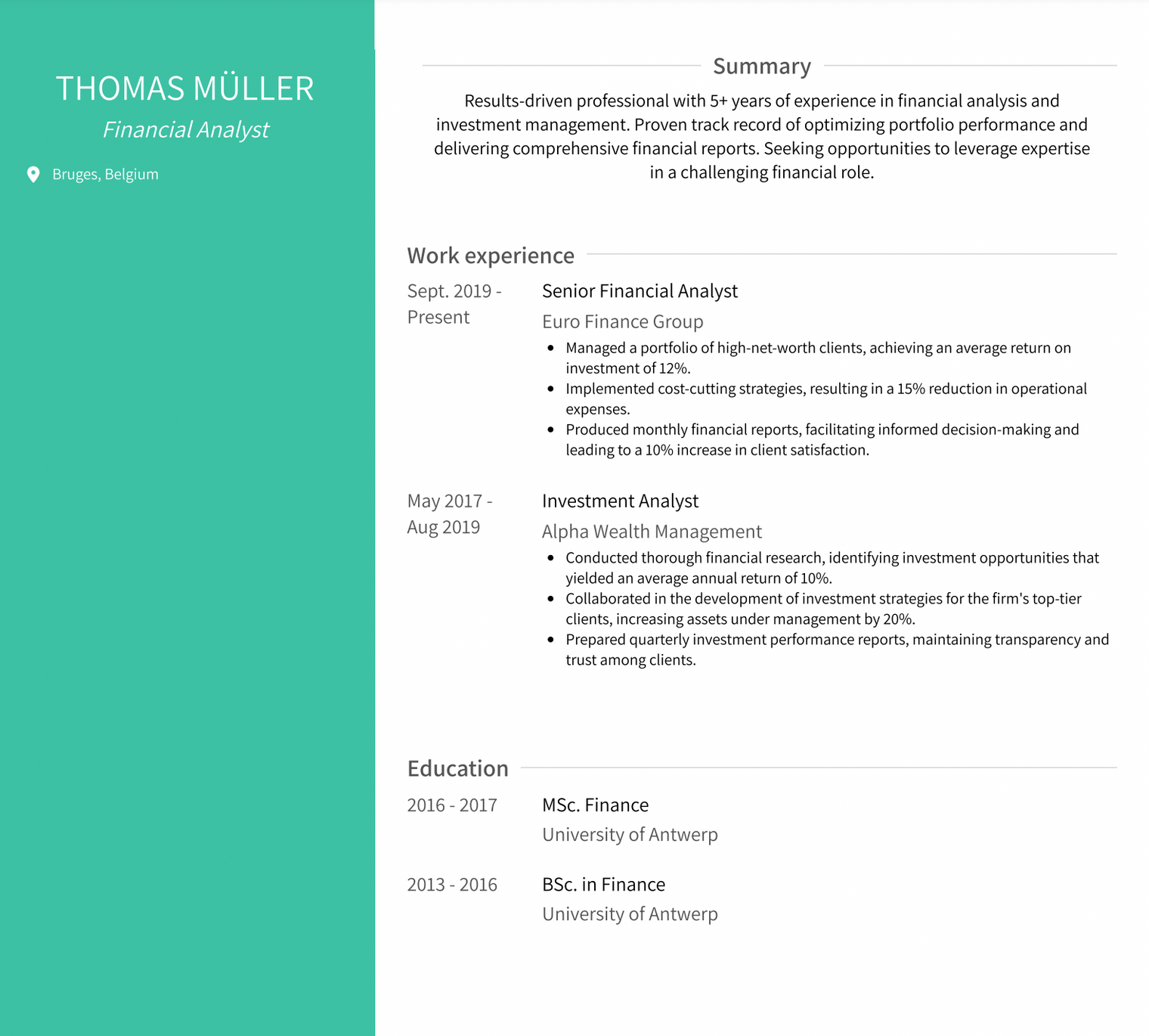 Belgium Resume Formats, Templates, and Writing Tips