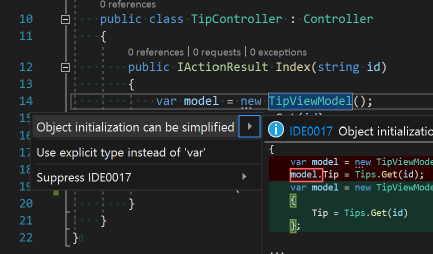 Visual Studio Tips Quick Actions
