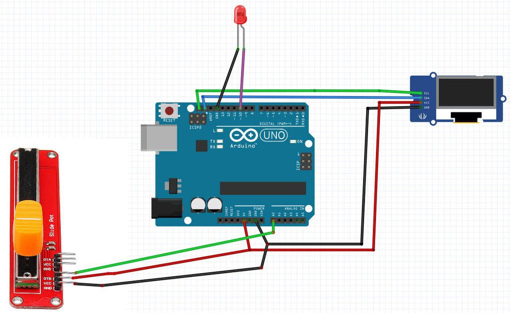 Controlling LED Brightness With a Potentiometer and OLED Display