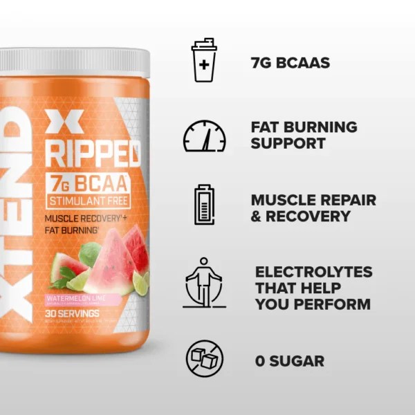 XTEND RIPPED 7G BCAA MUSCLE RECOVERY+FAT BURNING 30 SERVINGS Vitamin