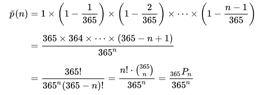 Python The birthday paradox algorithm Useful code