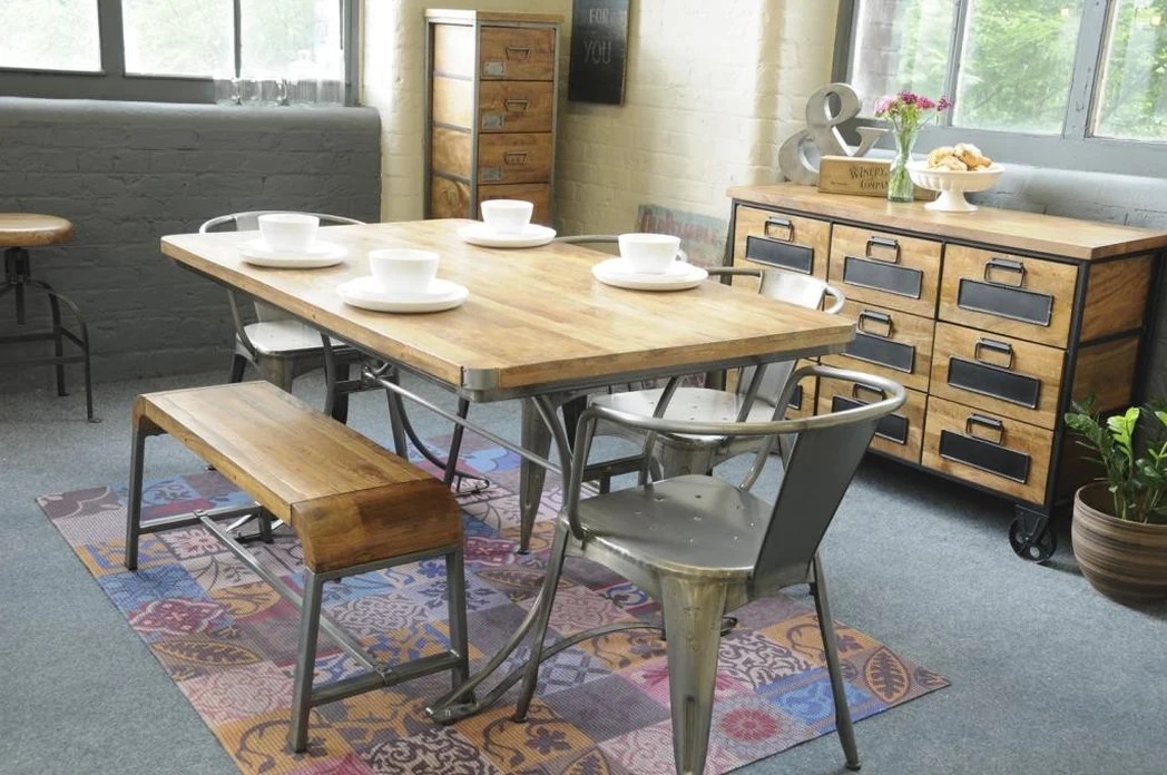 Industrial Wooden Dining Table Modern UK Dining Room Furniture