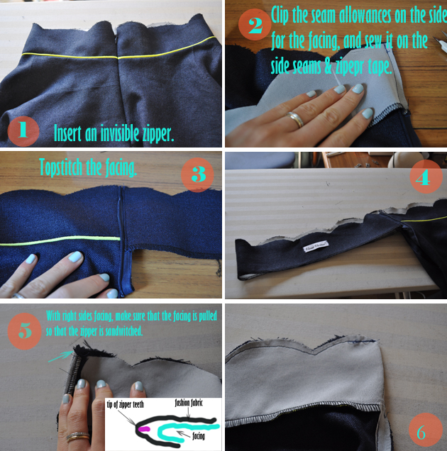 How to Attach Facings with an Invisible Zipper(No Hand Sewing Involved