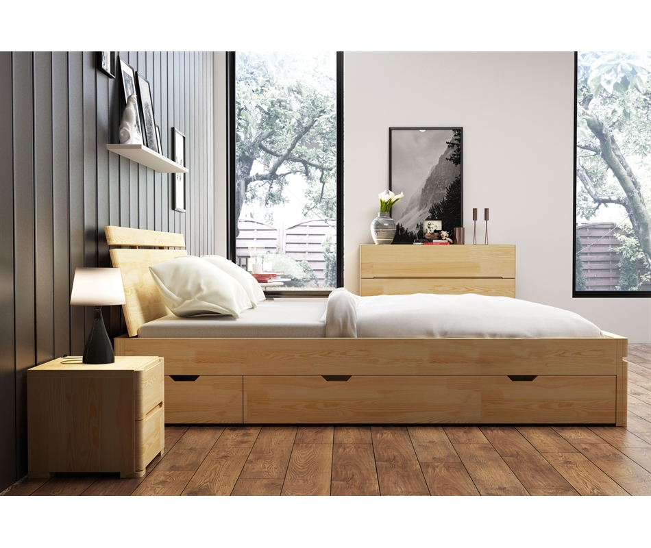 Letto in legno massello di Pino con cassetti Sparta Vivere Zen