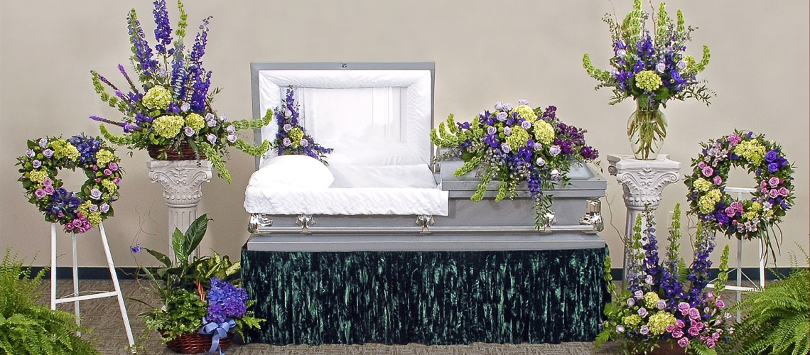 Spring Collection Sympathy Flowers, Funeral Arrangements, Casket