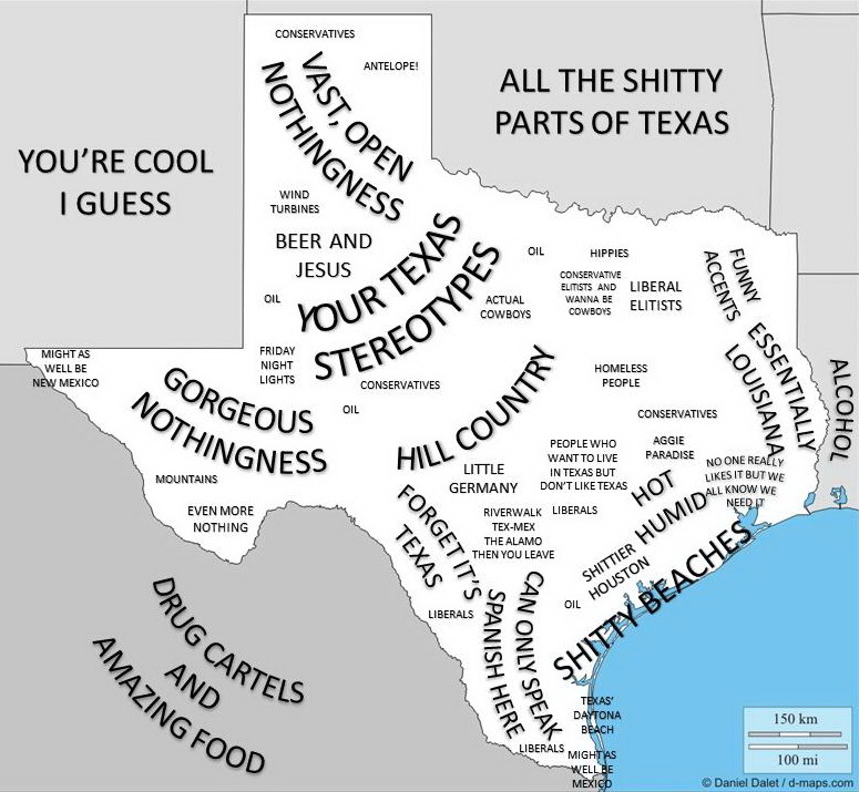 Texas stereotype map Vivid Maps