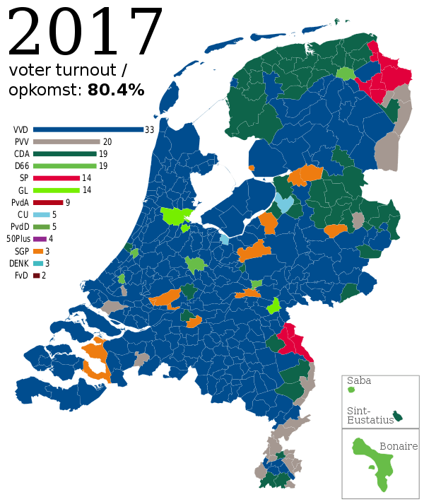 Dutch general election results by Municipality (March, 2017) Vivid Maps