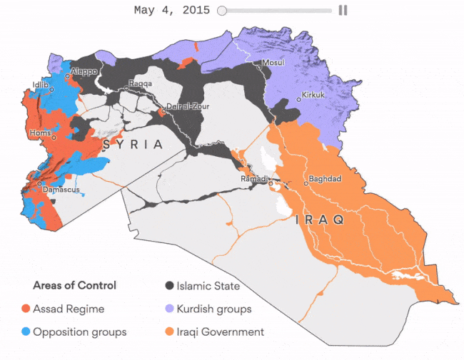 Islamic State Map 2017 Islamic State territory change in Syria and Iraq (2015 2017) Vivid Maps