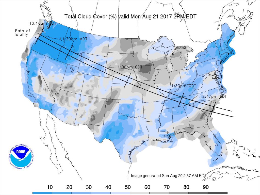 Cloud Cover Map Noaa A Solar Eclipse’s Journey Across America Vivid Maps
