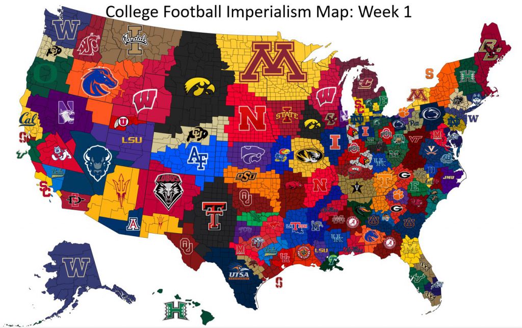 College Football Imperialism Maps Vivid Maps