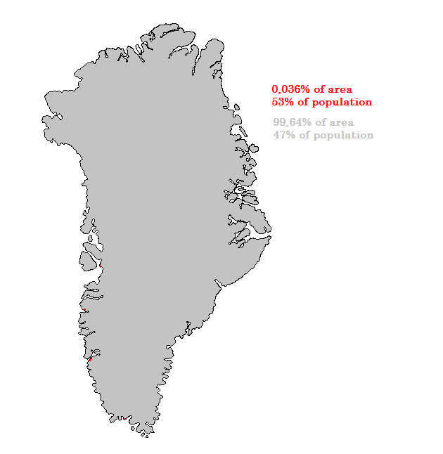 Half the population of Greenland Vivid Maps
