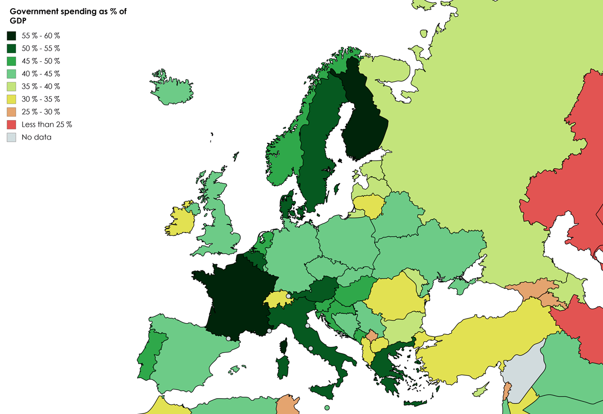 Government spending of European countries Vivid Maps