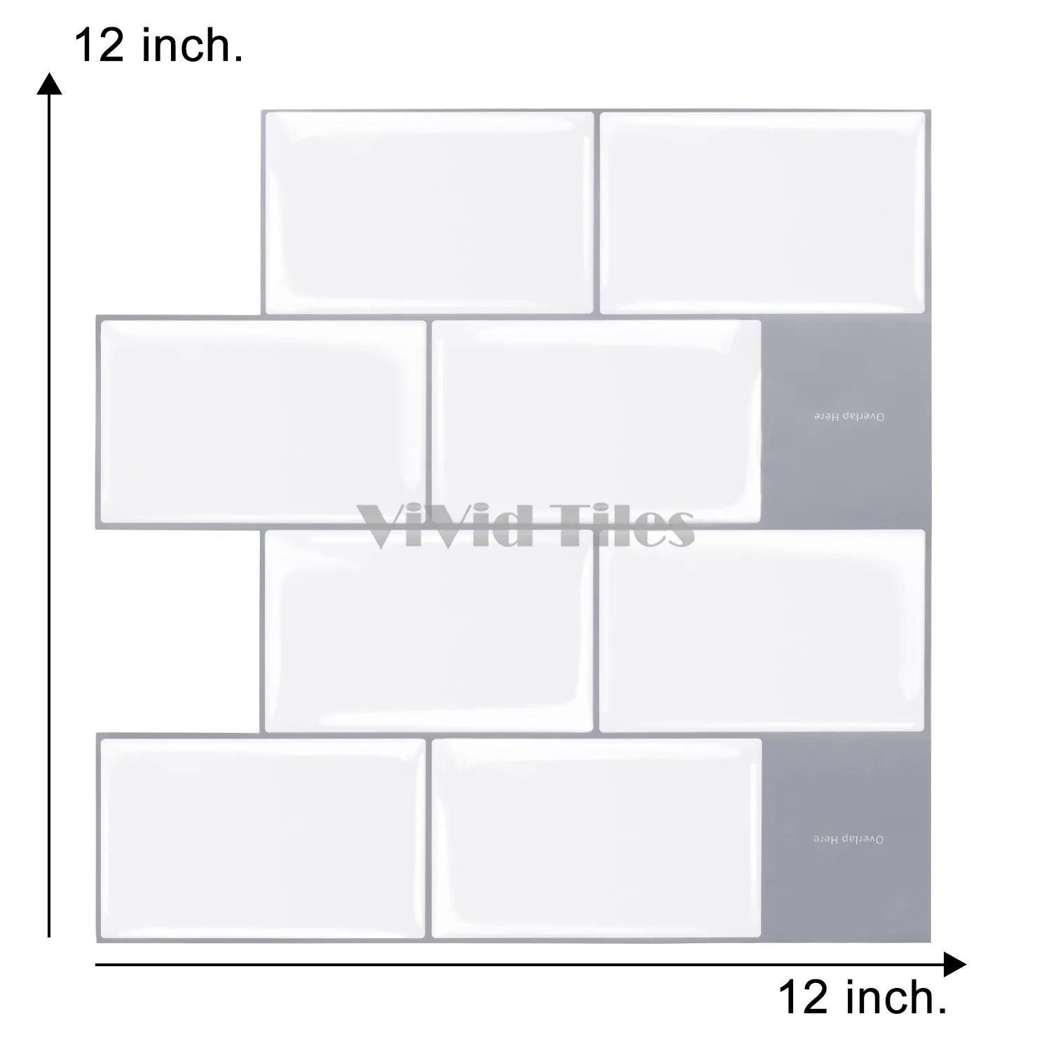 Home Art Wall Tiles 3D Effect Mosaics Sticker 12*12 inch white brick