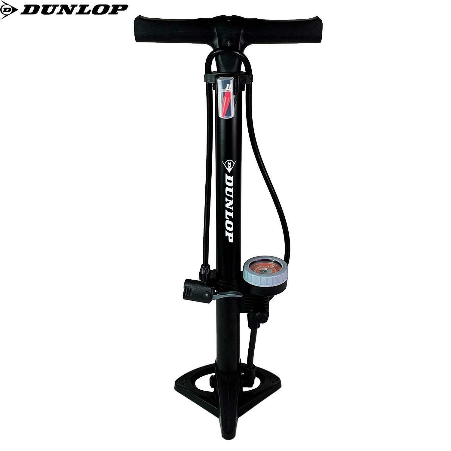 Dunlop Floor Bike Pump with Pressure Gauge Standpump Manometer 11Bar