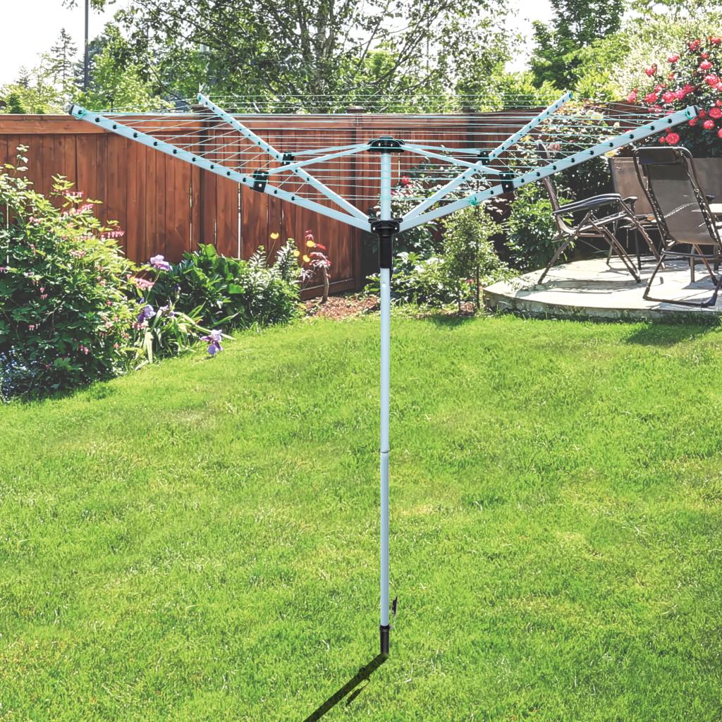 4 Arm Rotary Airer Outdoor Washing Line Clothes Dryer Free Ground Spike