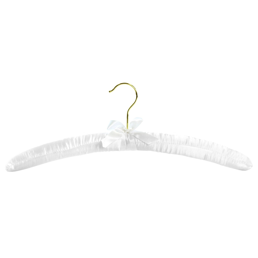 10 Clothes Hangers Coat White Satin Padded Luxury Soft Wedding Bride