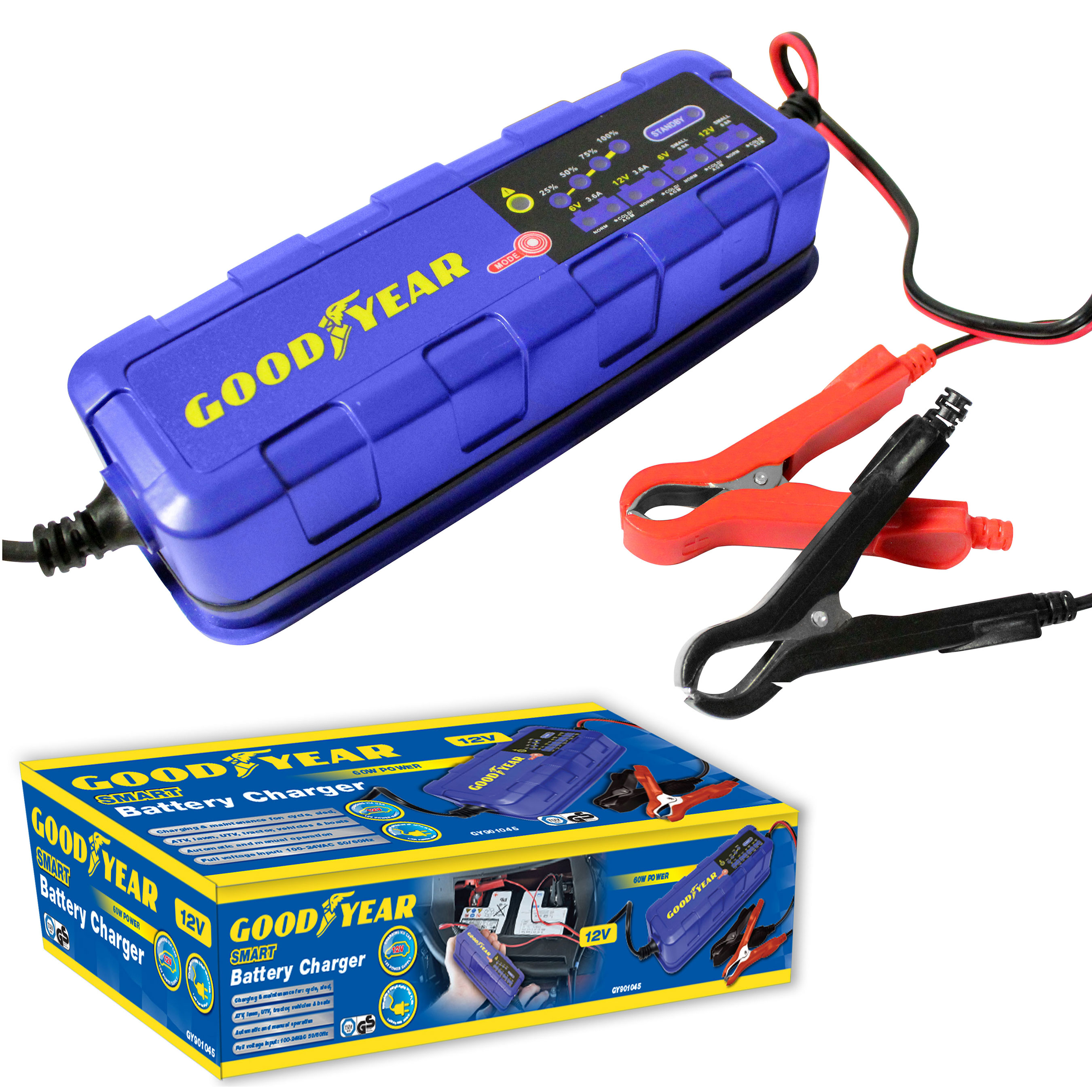 Goodyear Battery Charger Maintainer for 6v / 12v Lead Acid and Gel