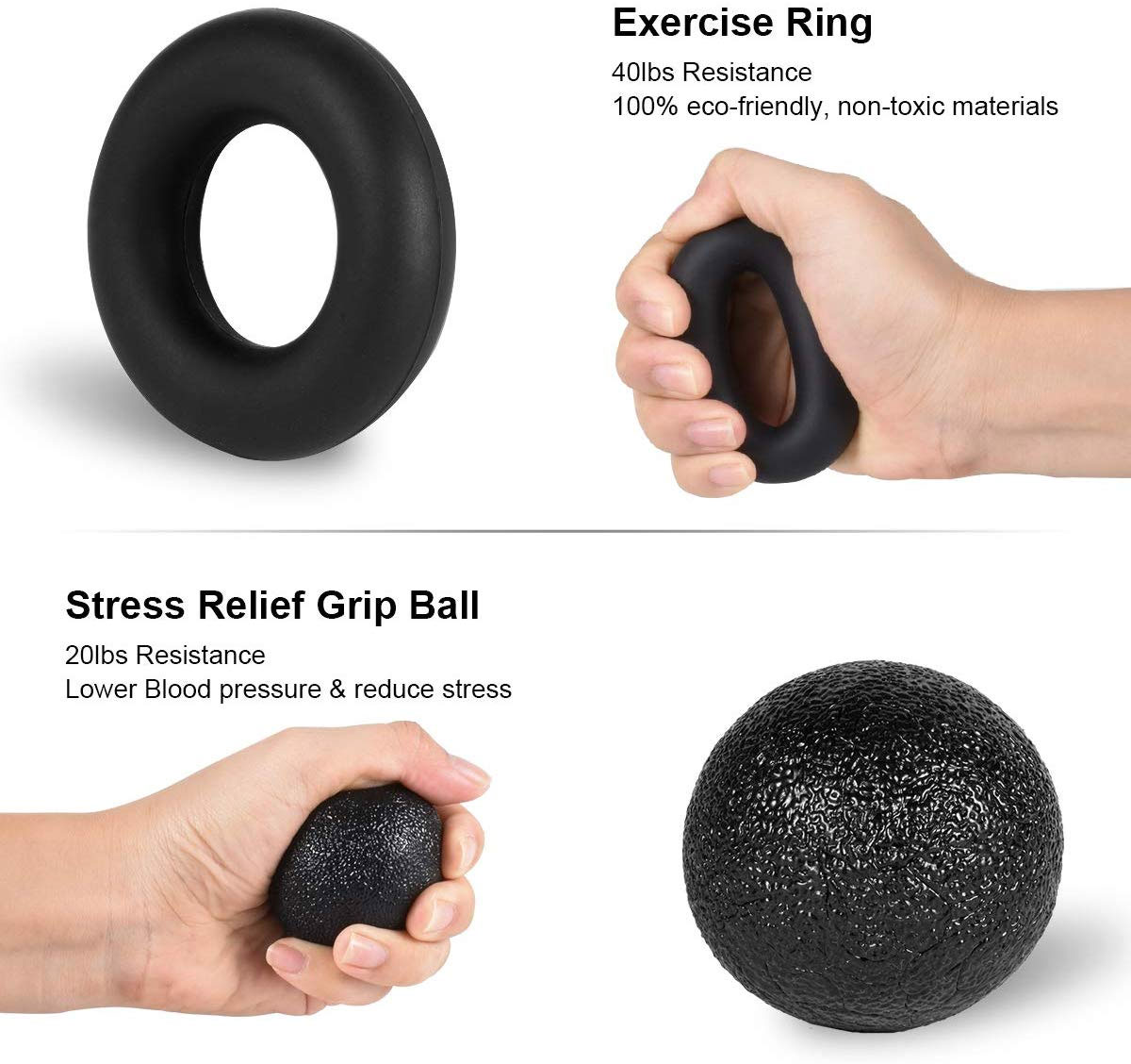 5PC Hand Grip Strengthener Set Wrist Finger Forearm Exercise Resistance