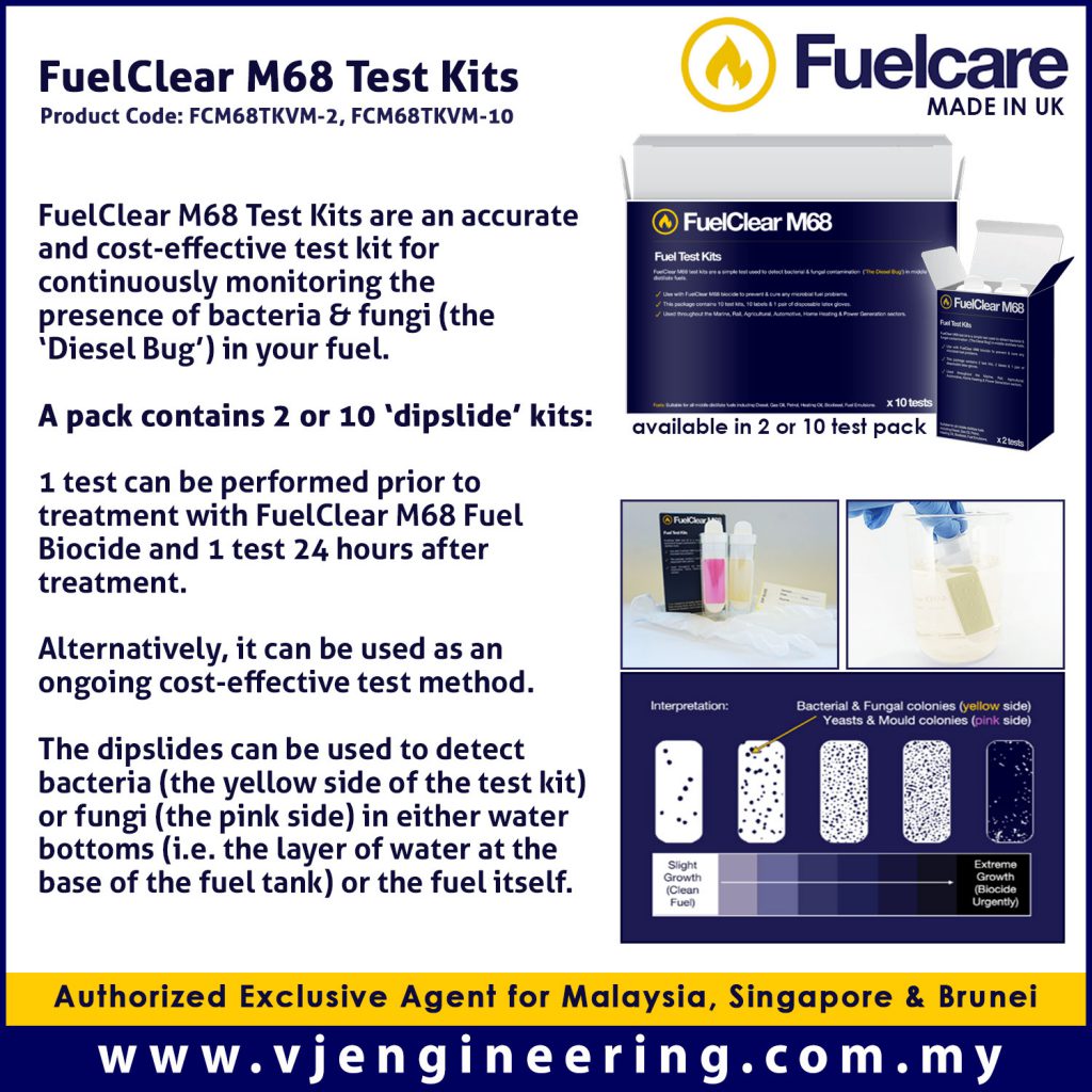 FuelCare FuelClear M68 Test Kit for Fungi & Bacteria Detection VJ Engineering Solutions Sdn. Bhd.