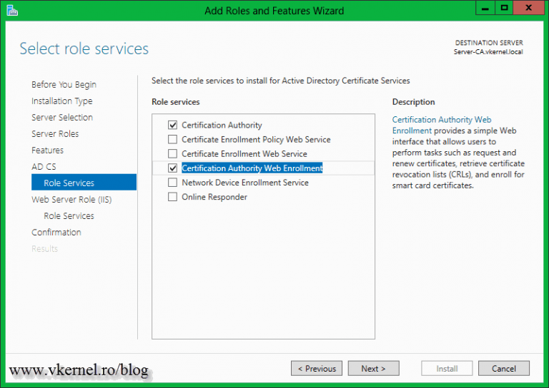 Installing an Enterprise Certificate Authority in Windows