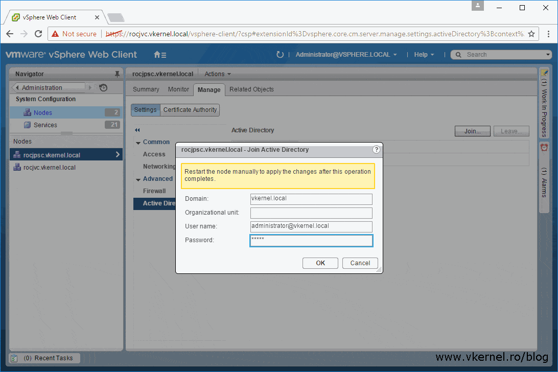 Join VCSA 6.x to an Active Directory Domain Adrian Costea's blog