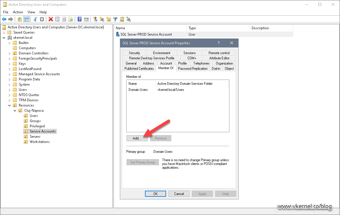 Creating and configuring Windows Domain Service Accounts