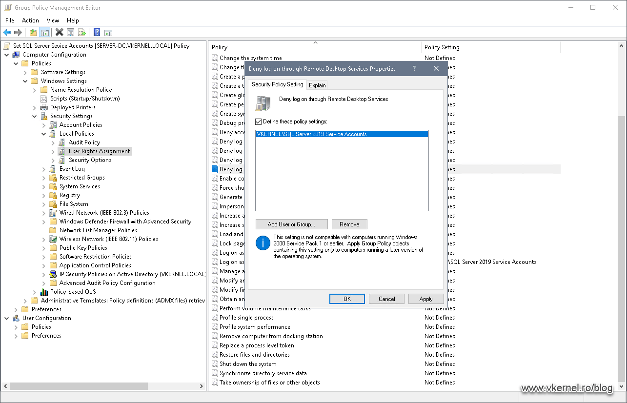 Creating and configuring Windows Domain Service Accounts