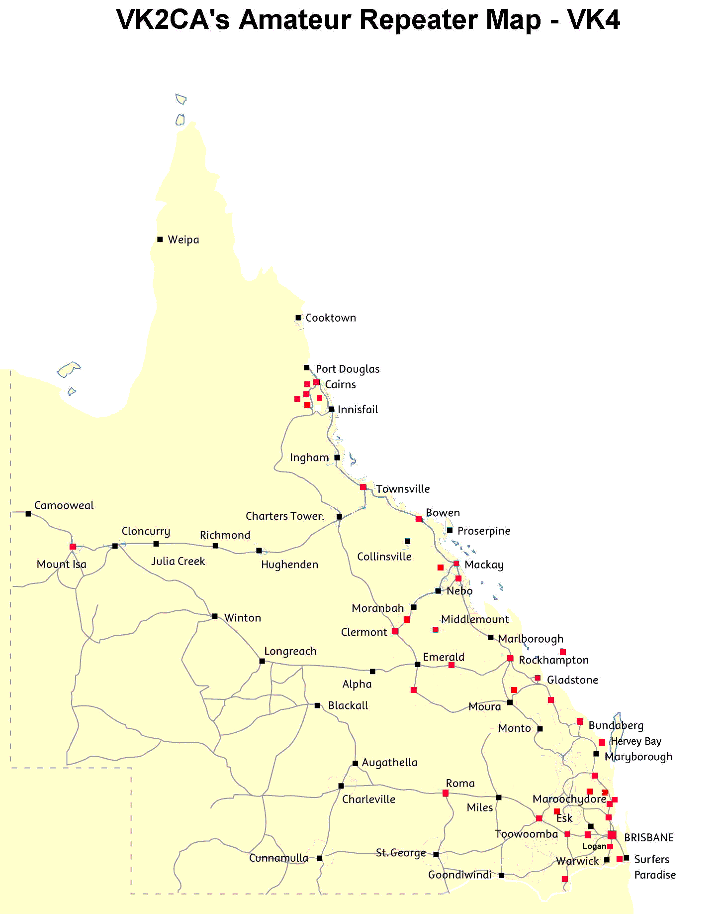 VKHam VK4 Amateur Repeater Map