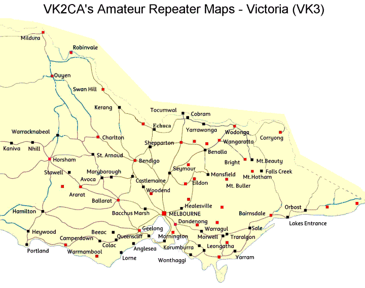 VKHam VK3 Amatuer Repeater Map