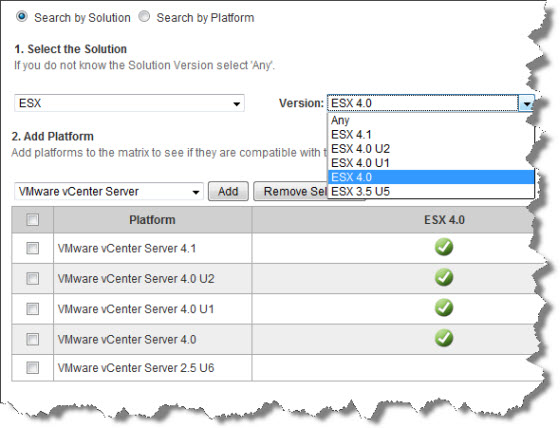 VMware Product interoperability matrix ESX Virtualization