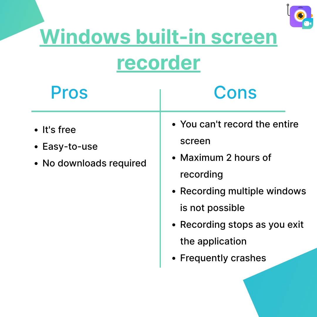 Builtin Windows Screen Recorder vs Vmaker Make the right choice