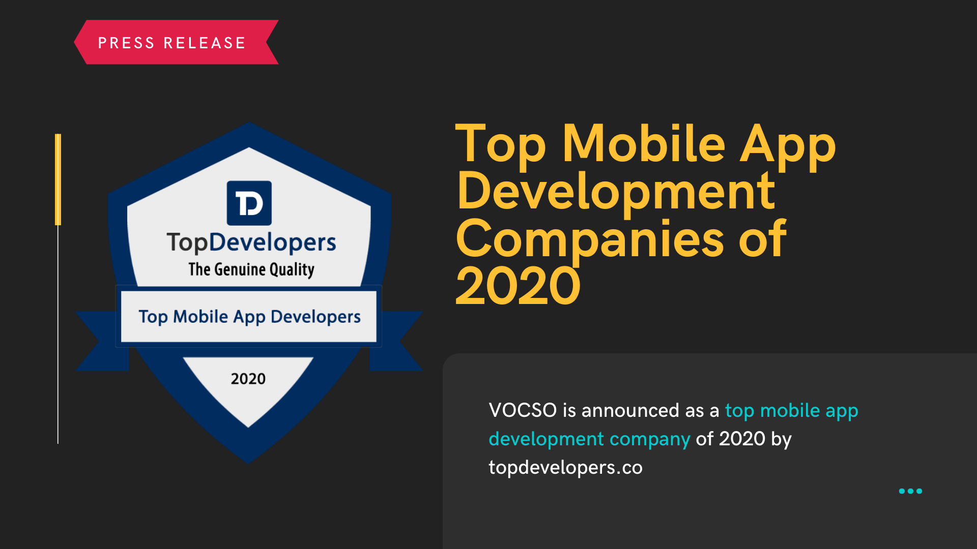 VOCSO Is Announced As A Top Mobile App Development Company Of 2020 By