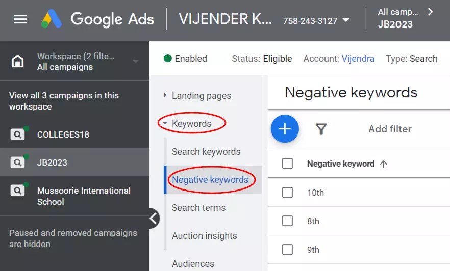 Negative Keywords in Google Adwords Best Practices