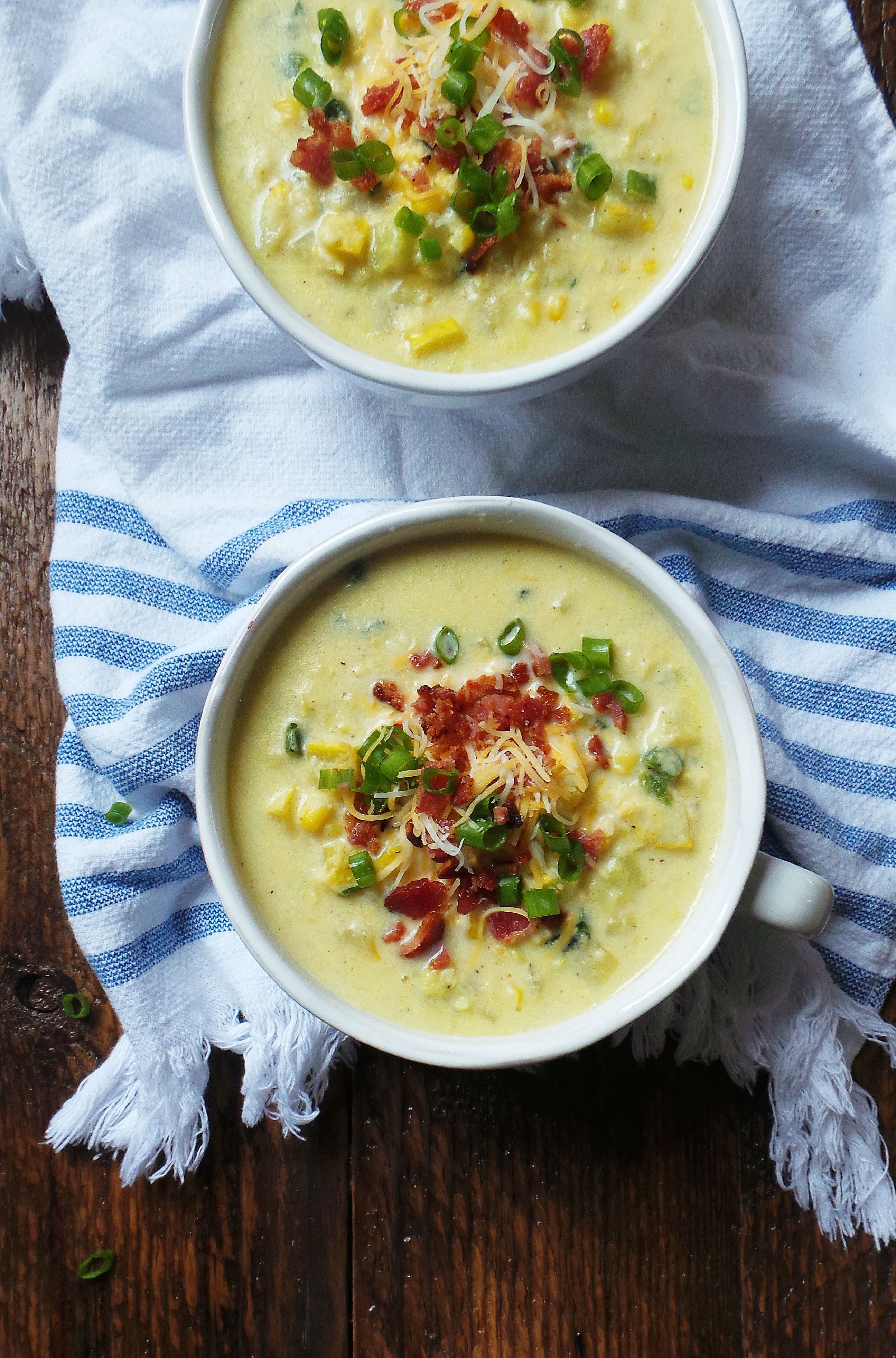 Spicy Poblano, Corn, & Summer Squash Chowder