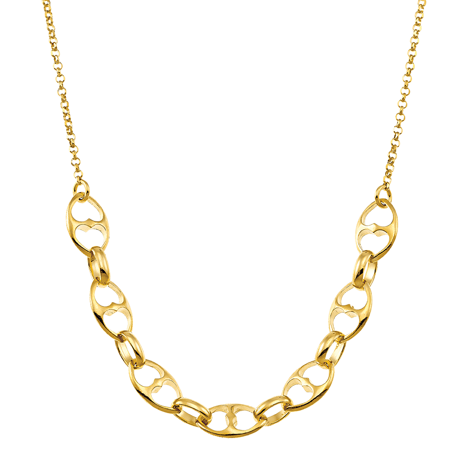 Necklace in yellow gold with heartshaped rings from the "Double Heart" series, VOGUE Vogue