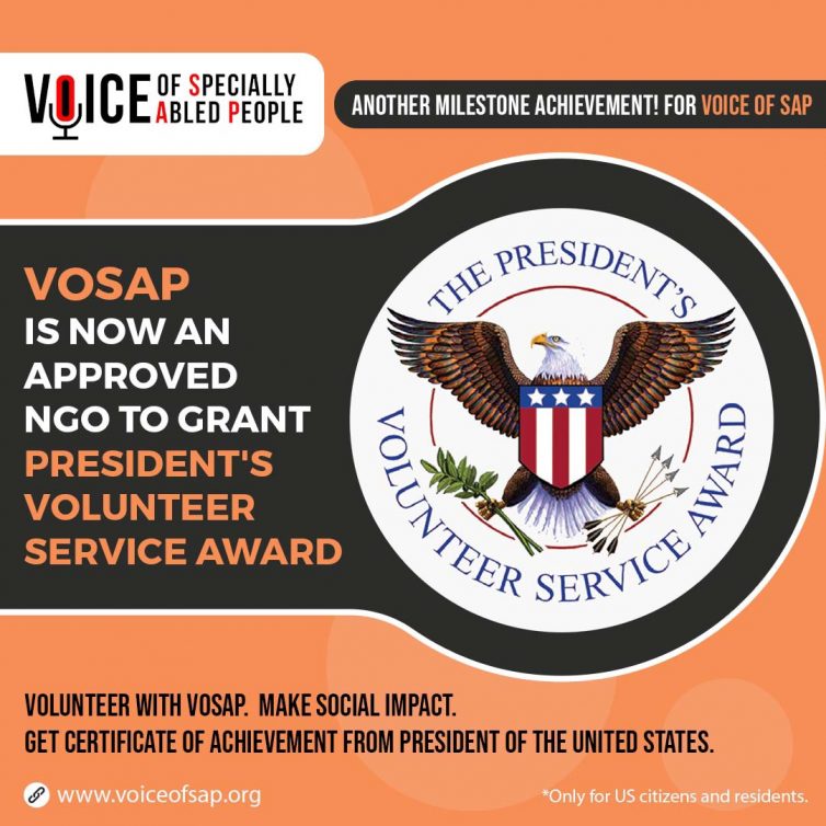 Earn the "President’s Volunteer Service Award" Volunteer with VOSAP