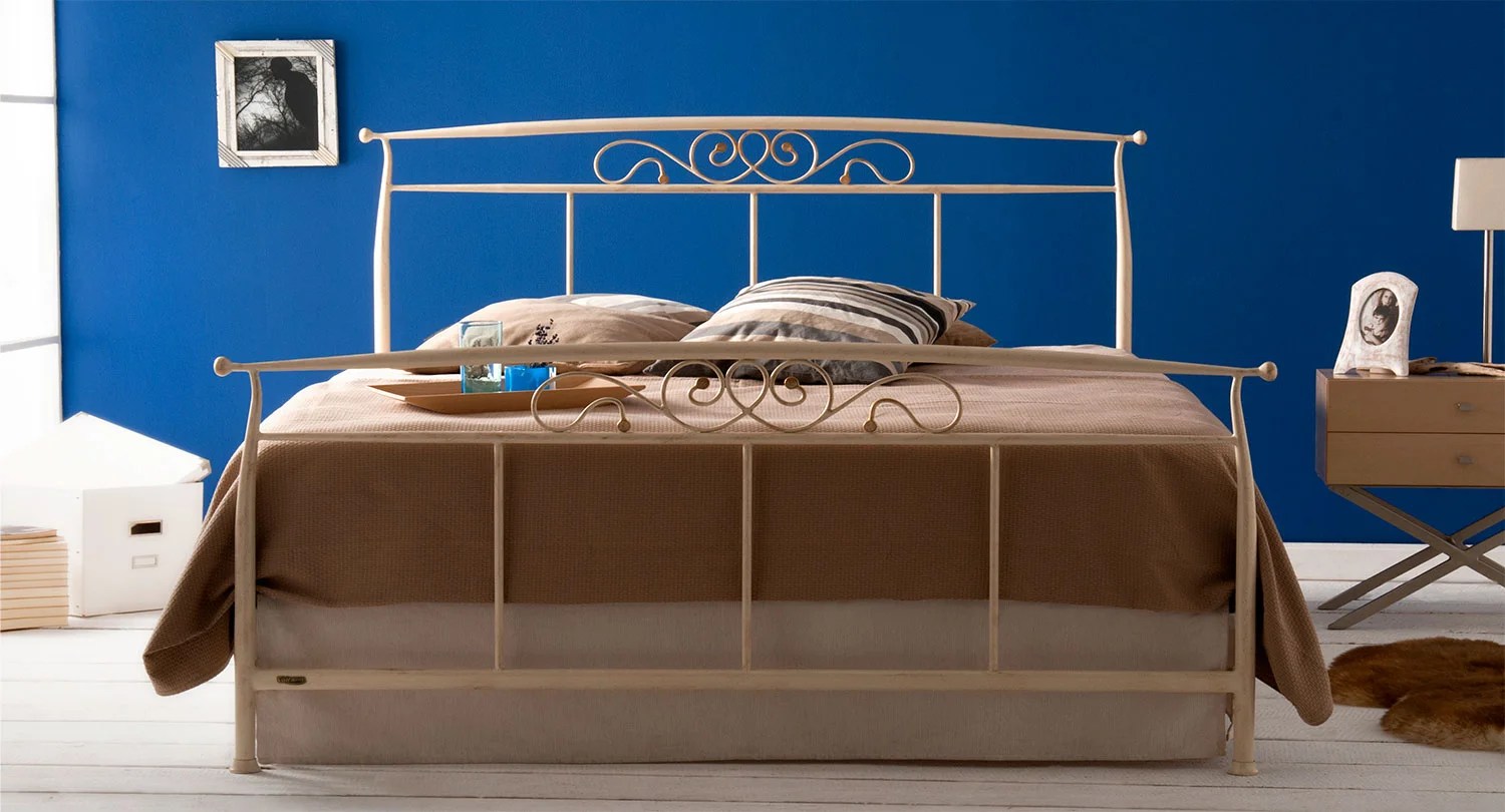 LIA White Metal Bed Frame 100 Handmade by Volcano