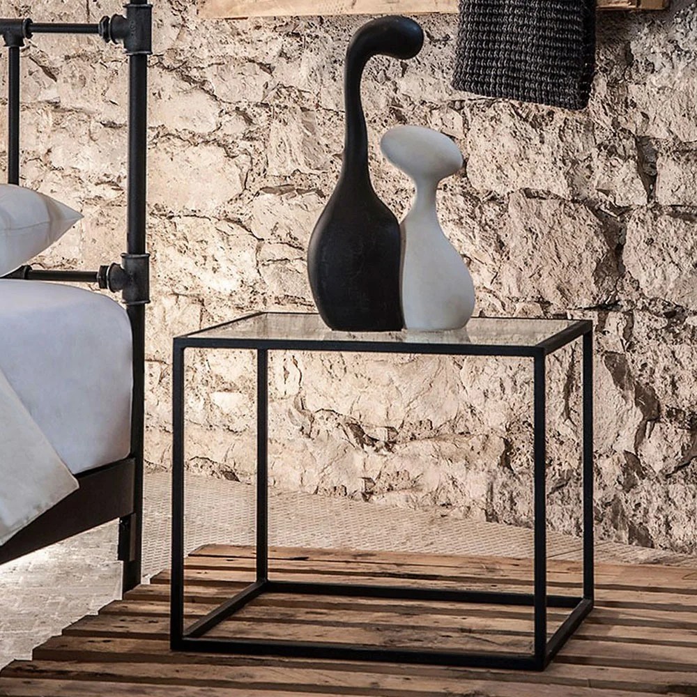 Wrought iron nightstand KIVOS 100 handmade VOLCANO