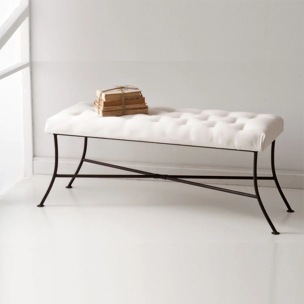 Wrought iron bedroom bench VOLCANO 100 handmade Volcano