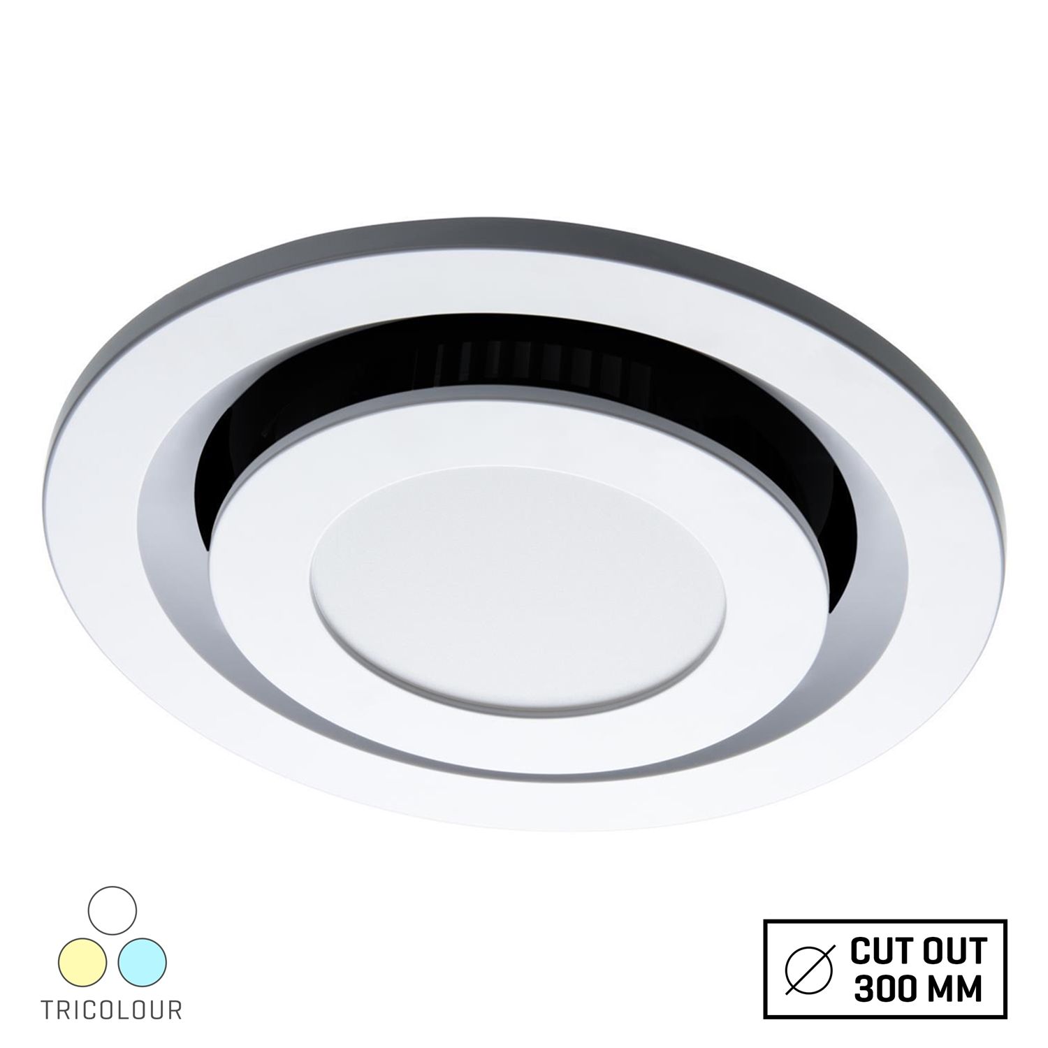Round Ceiling Exhaust Fan with 10W LED Light TriColour Flush