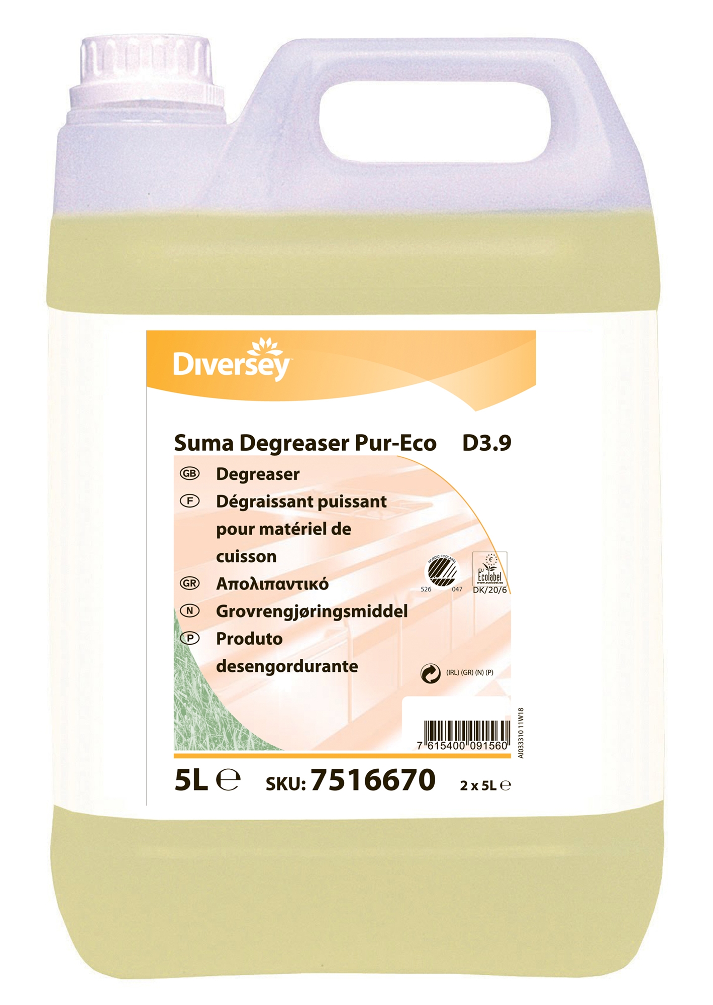 Suma D3.9 Degreaser Eco Pur degreaser Ecolabel carton 2 x 5 L
